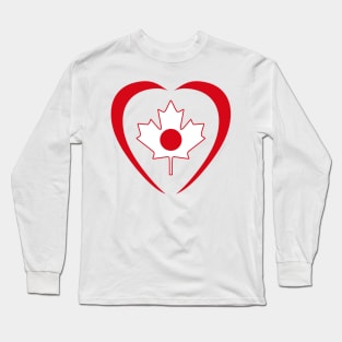 Japanese Canadian Multinational Patriot Flag Series (Heart) Long Sleeve T-Shirt